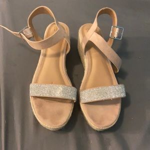 Tan wedged shoes